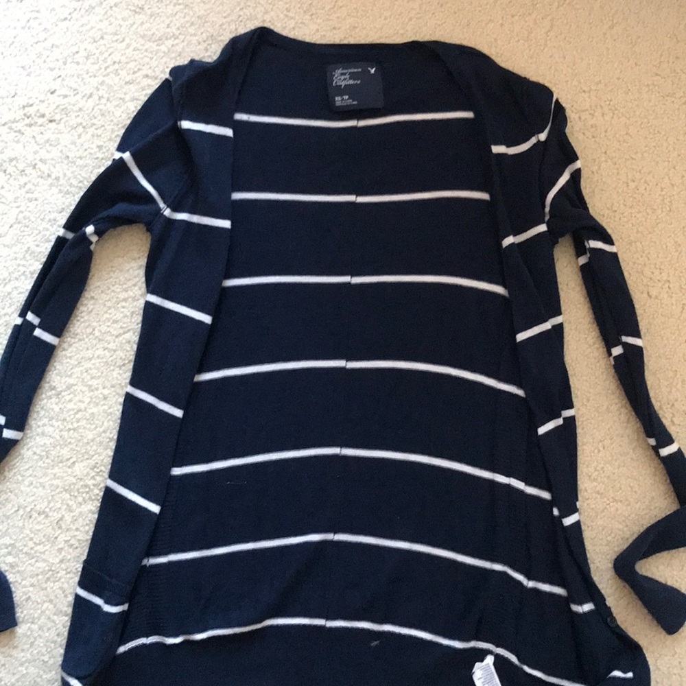 Navy and White long sleeve cardigan